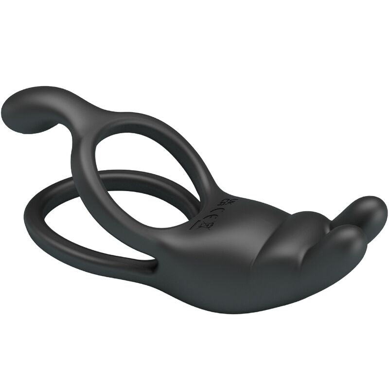 PRETTY LOVE - SETH DOUBLE VIBRATING RING RABBIT 7 VIBRATIONS BLACK - NOCTURNA DESIRES