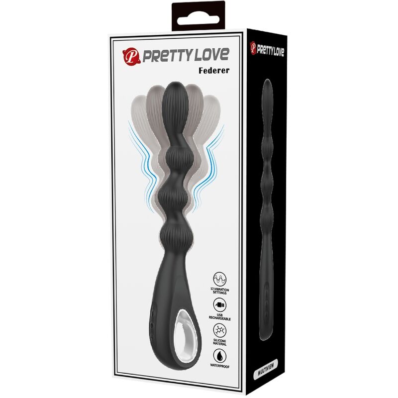 PRETTY LOVE - FEDERER ANAL VIBRATOR 12 VIBRATIONS BLACK - NOCTURNA DESIRES