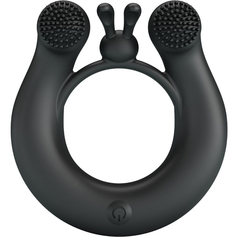 PRETTY LOVE - DAHLIA VIBRATING RING + CLITORIS STIMULATOR 12 VIBRATIONS BLACK - NOCTURNA DESIRES