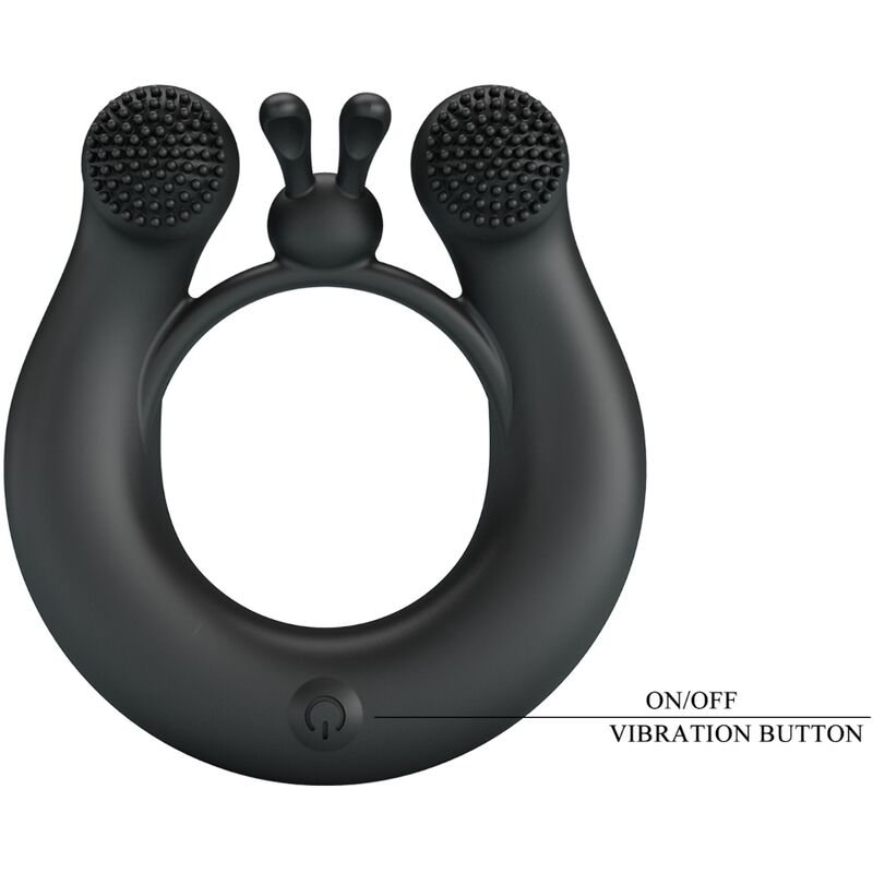 PRETTY LOVE - DAHLIA VIBRATING RING + CLITORIS STIMULATOR 12 VIBRATIONS BLACK - NOCTURNA DESIRES