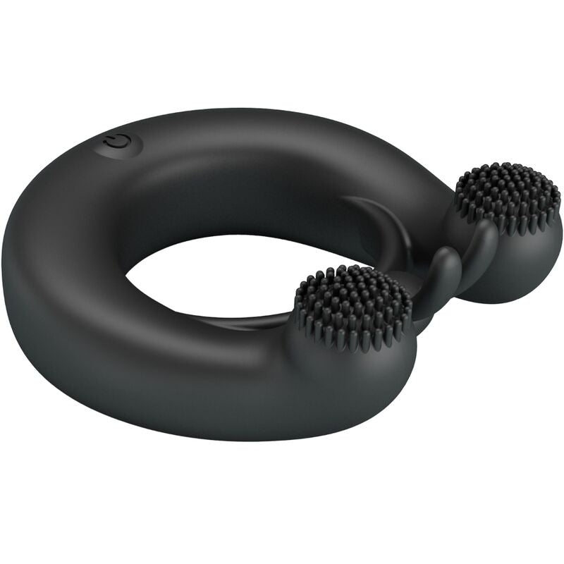 PRETTY LOVE - DAHLIA VIBRATING RING + CLITORIS STIMULATOR 12 VIBRATIONS BLACK - NOCTURNA DESIRES