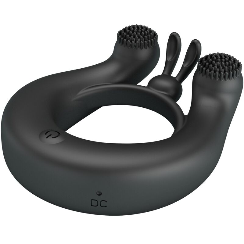PRETTY LOVE - DAHLIA VIBRATING RING + CLITORIS STIMULATOR 12 VIBRATIONS BLACK - NOCTURNA DESIRES