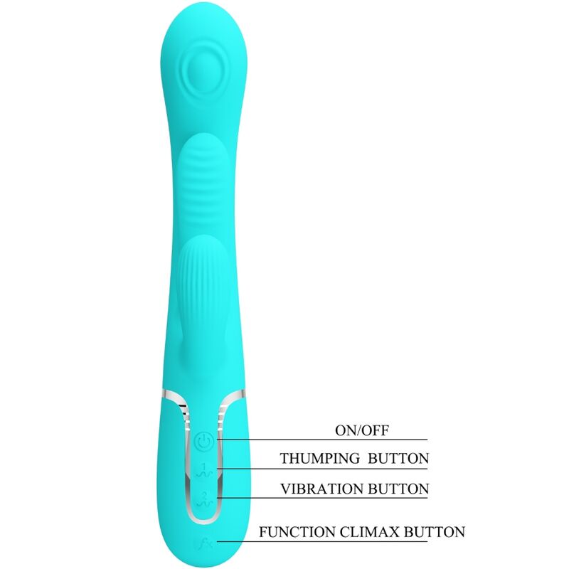 PRETTY LOVE - SHANIA TRIPLE RABBIT MULTIFUNCTION VIBRATOR 3 IN 1 BLUE - NOCTURNA DESIRES
