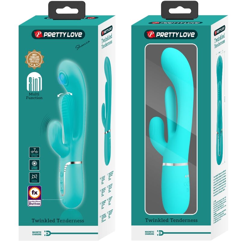 PRETTY LOVE - SHANIA TRIPLE RABBIT MULTIFUNCTION VIBRATOR 3 IN 1 BLUE - NOCTURNA DESIRES