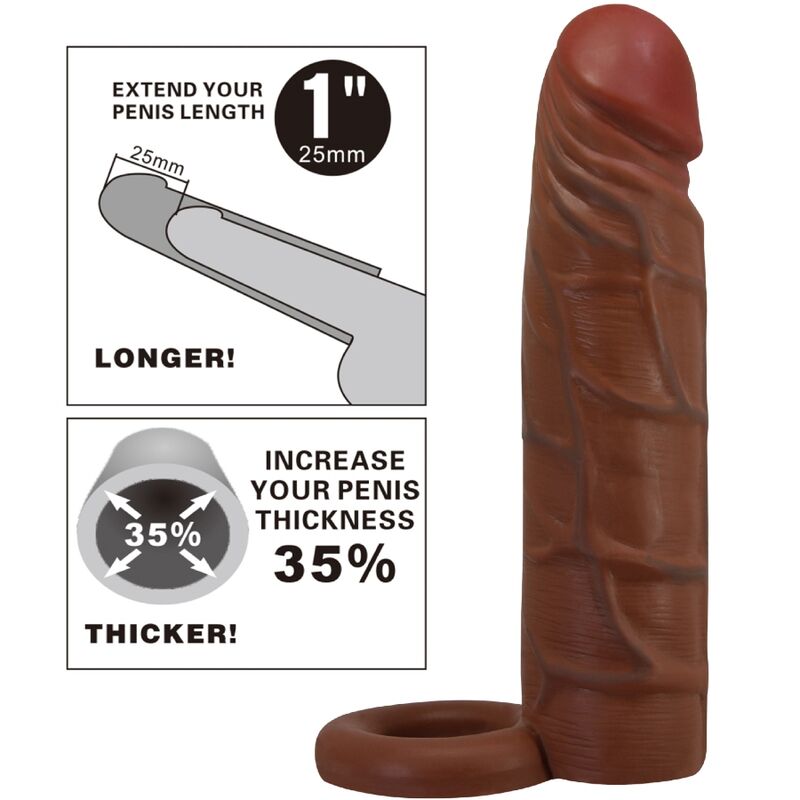 PRETTY LOVE - KAILE PENIS SLEEVE WITH 2.5 CM EXTENSION MULATTO - NOCTURNA DESIRES