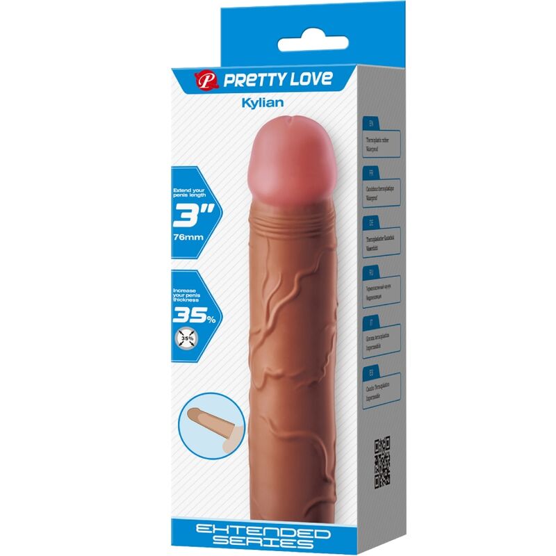 PRETTY LOVE - KYLIAN PENIS SLEEVE WITH 7.6 CM EXTENSION MULATTO - NOCTURNA DESIRES