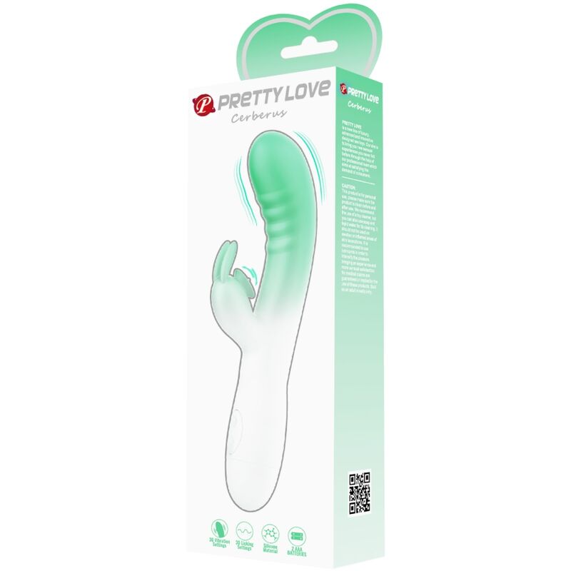 PRETTY LOVE - CERBERUS RABBIT VIBRATOR 3O VIBRATIONS GREEN - NOCTURNA DESIRES