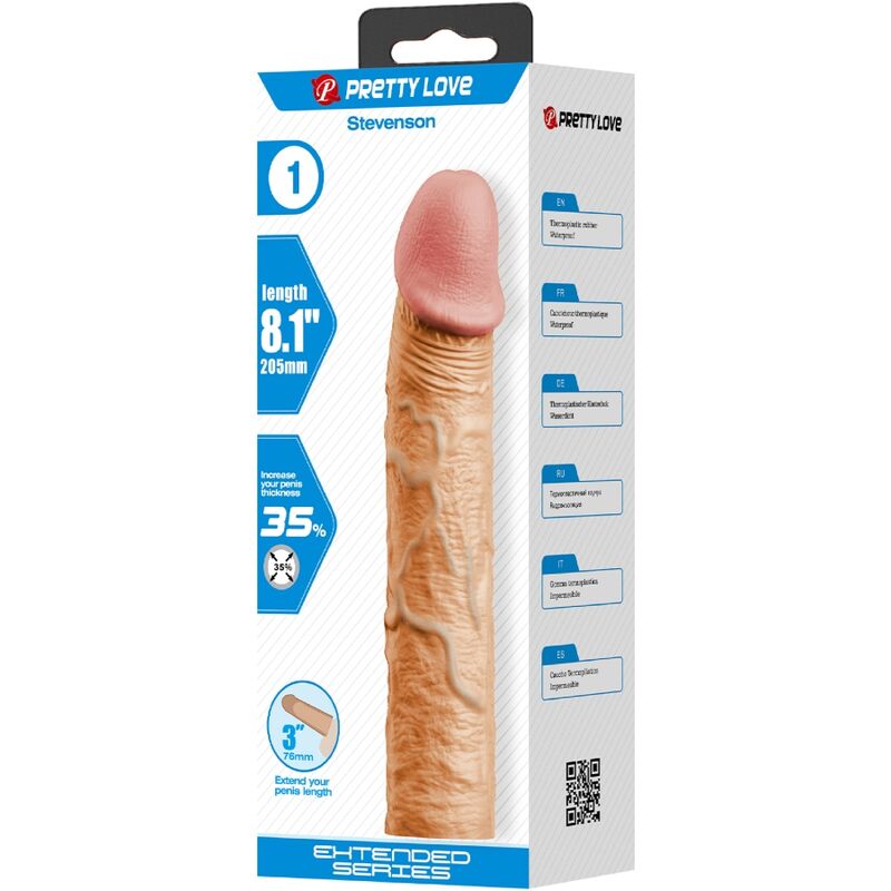 PRETTY LOVE - STEVENSON PENIS SLEEVE WITH 7.6 CM EXTENSION FLESH - NOCTURNA DESIRES
