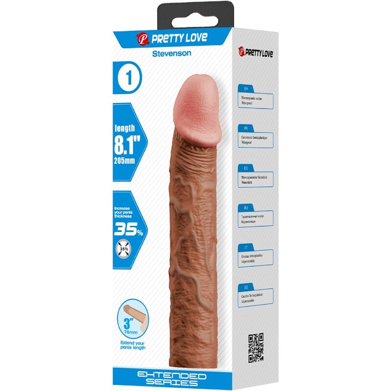 PRETTY LOVE - STEVENSON PENIS SLEEVE WITH 7.6 CM EXTENSION MULATTO - NOCTURNA DESIRES