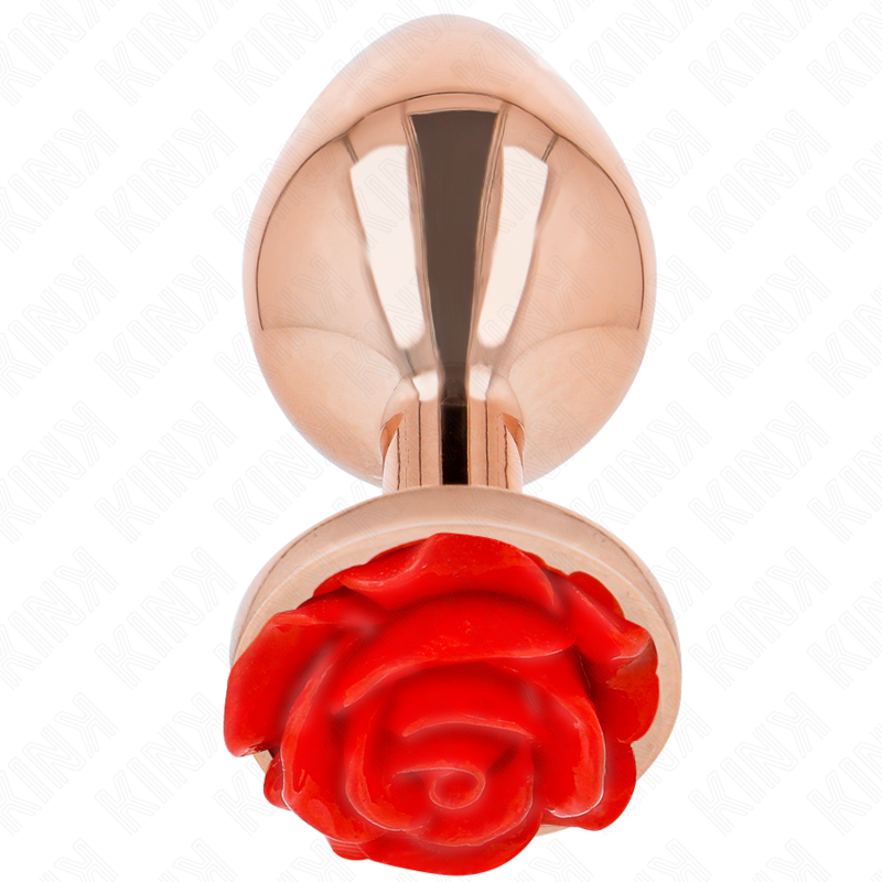 KINK - PINK GOLD ANAL PLUG WITH RED ROSE L - NOCTURNA DESIRES
