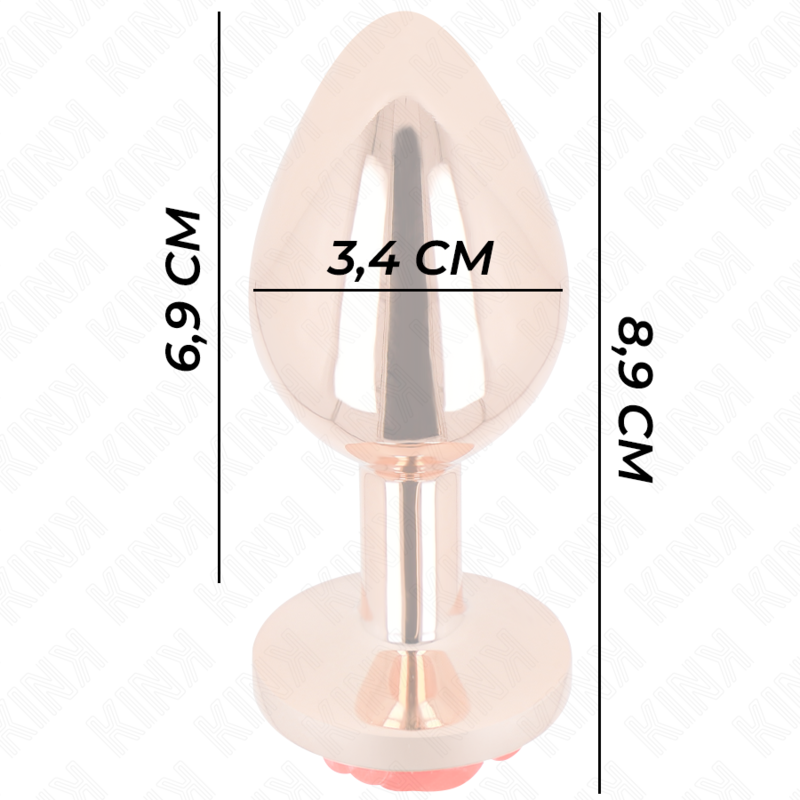 KINK - PINK GOLD ANAL PLUG WITH RED ROSE M - NOCTURNA DESIRES