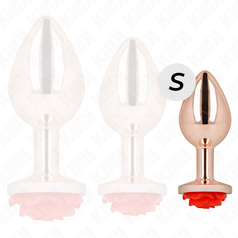 KINK - PINK GOLD ANAL PLUG WITH RED ROSE S - NOCTURNA DESIRES