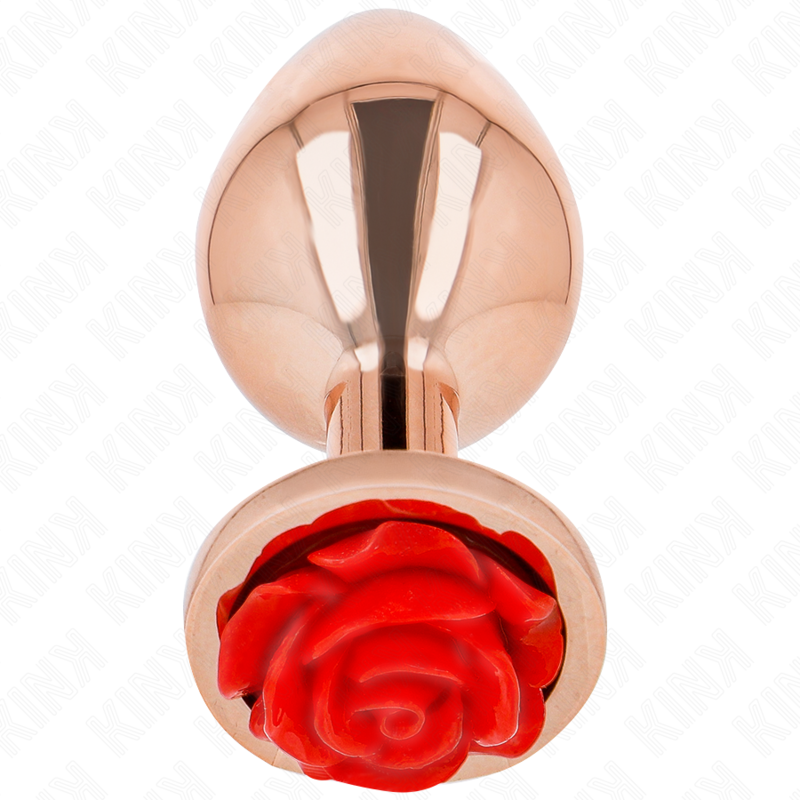 KINK - PINK GOLD ANAL PLUG WITH RED ROSE S - NOCTURNA DESIRES