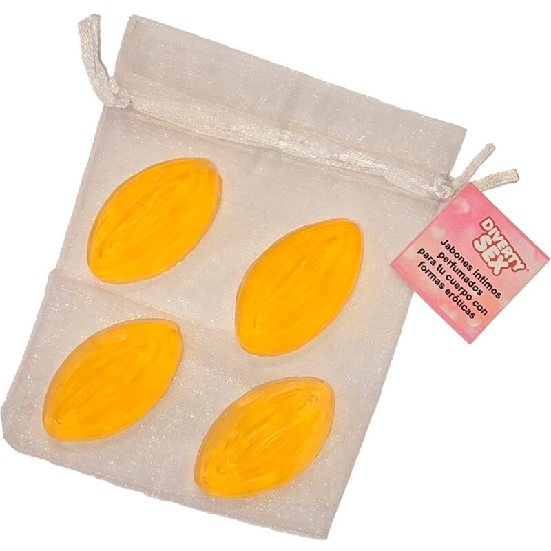 DIABLO PICANTE - 4 MINI VAGINA SHAPED SOAPS YELLOW - NOCTURNA DESIRES