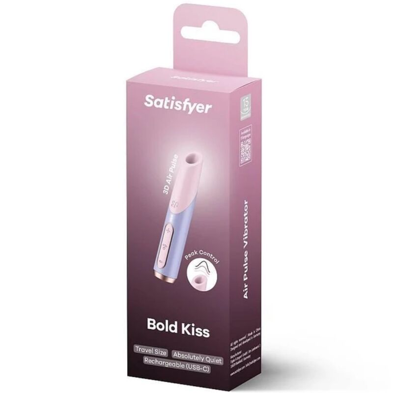 SATISFYER - BOLD KISS WAVE CLITORIS STIMULATOR PINK / VIOLET - NOCTURNA DESIRES