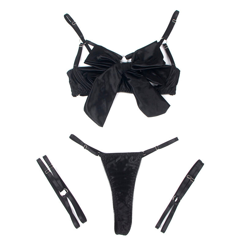 SUBBLIME - 955199 BRA SET WITH ADJUSTABLE BLACK BOW S/M - NOCTURNA DESIRES