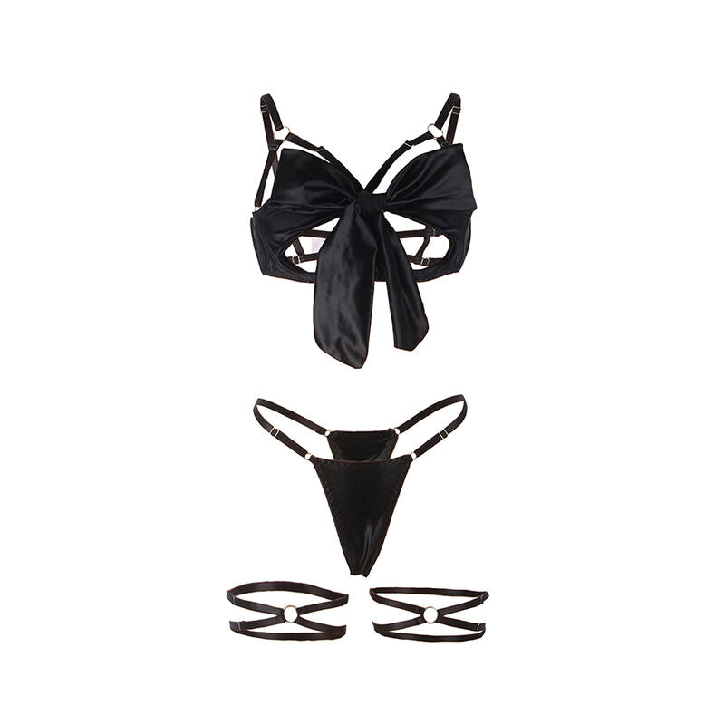 SUBBLIME - 955205 BRA SET WITH ADJUSTABLE BLACK BOW L/XL - NOCTURNA DESIRES