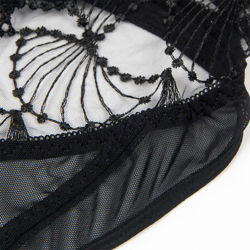 SUBBLIME - 955212 TRANSPARENT BODYSUIT WITH BLACK HOLLOW LACE S/M - NOCTURNA DESIRES