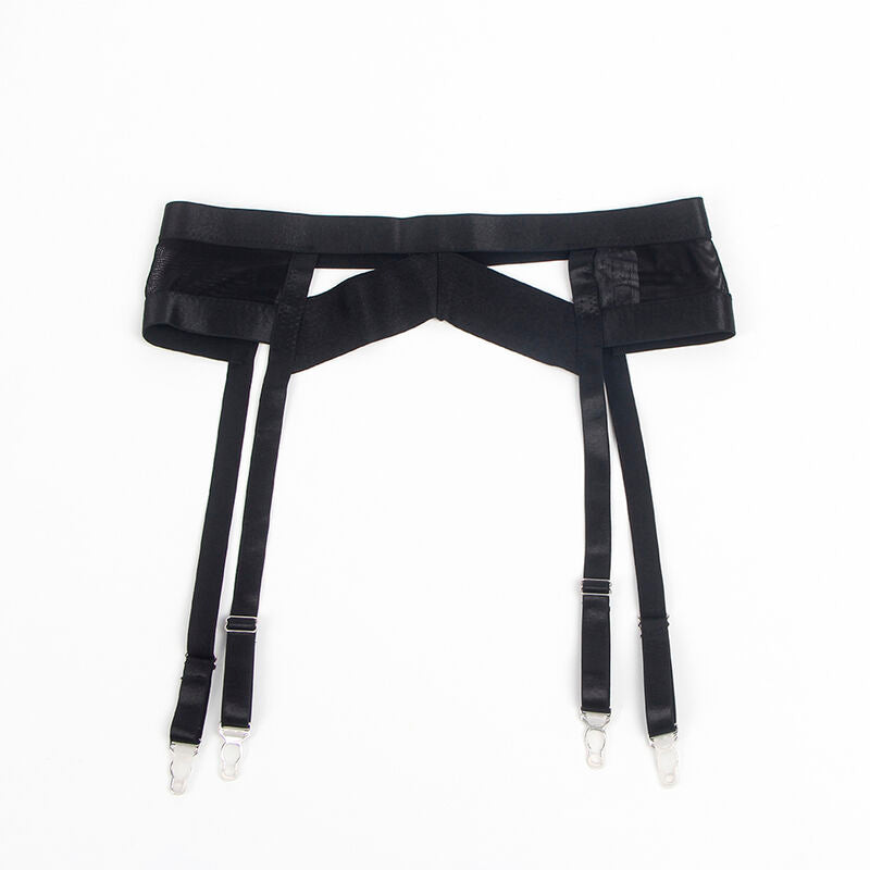 SUBBLIME - 955236 BLACK BONDAGE BRA WITH GARTER SET S/M - NOCTURNA DESIRES