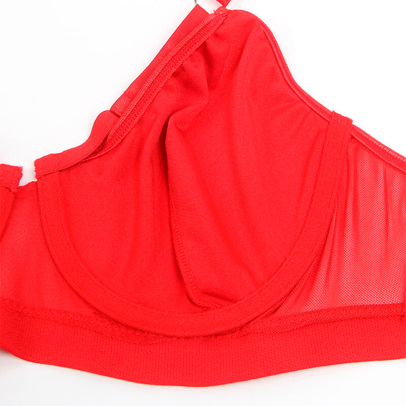 SUBBLIME - 955250 RED BONDAGE BRA WITH GARTER SET S/M - NOCTURNA DESIRES