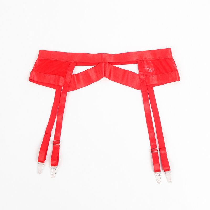 SUBBLIME - 955250 RED BONDAGE BRA WITH GARTER SET S/M - NOCTURNA DESIRES