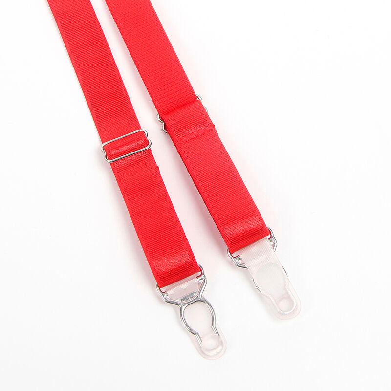 SUBBLIME - 955267 RED BONDAGE BRA WITH GARTER SET L/XL - NOCTURNA DESIRES