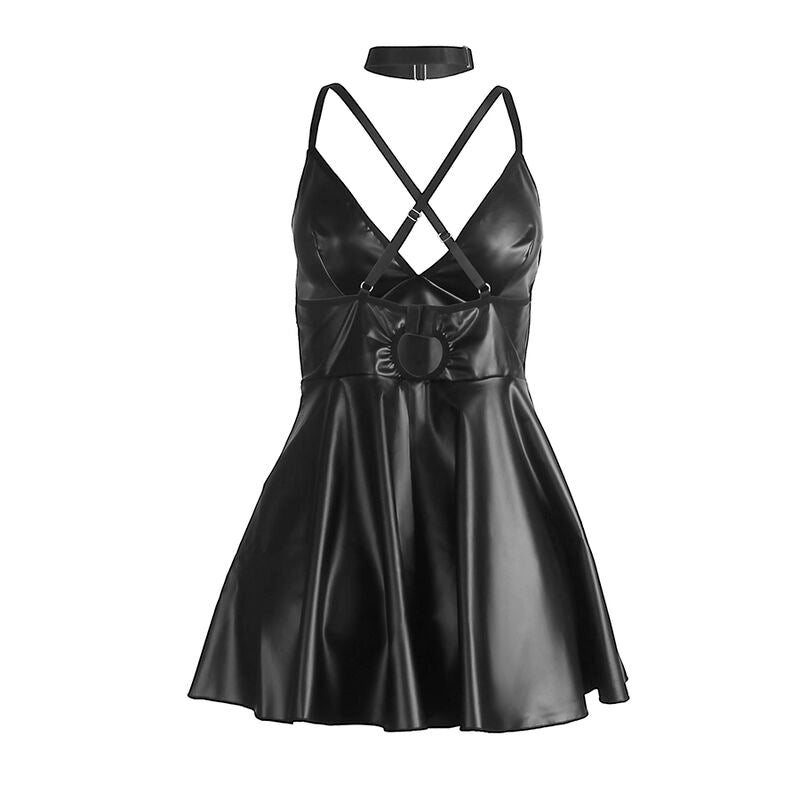 SUBBLIME - 955373 DRESS WITH BLACK LEATHER STRAPS S/M - NOCTURNA DESIRES