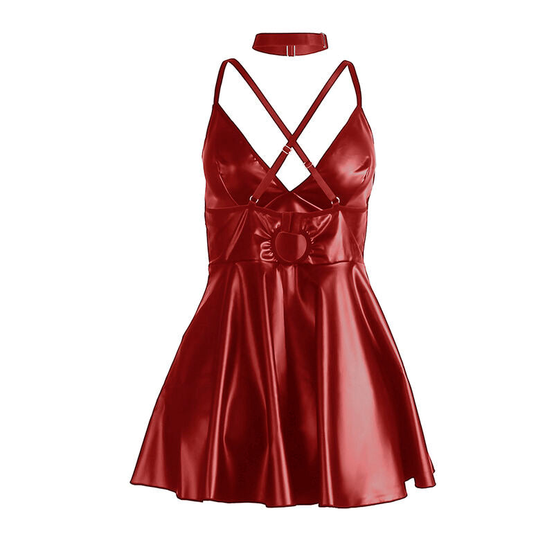 SUBBLIME - 955403 DRESS WITH BURGUNDY LEATHER STRAPS L/XL - NOCTURNA DESIRES