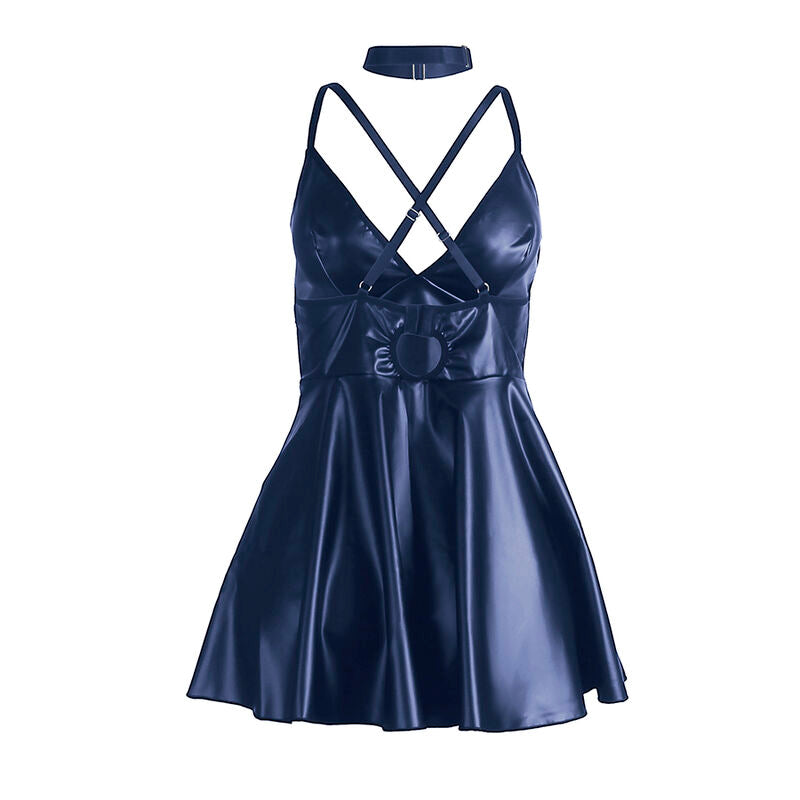 SUBBLIME - 955410 DRESS WITH BLUE LEATHER STRAPS S/M - NOCTURNA DESIRES
