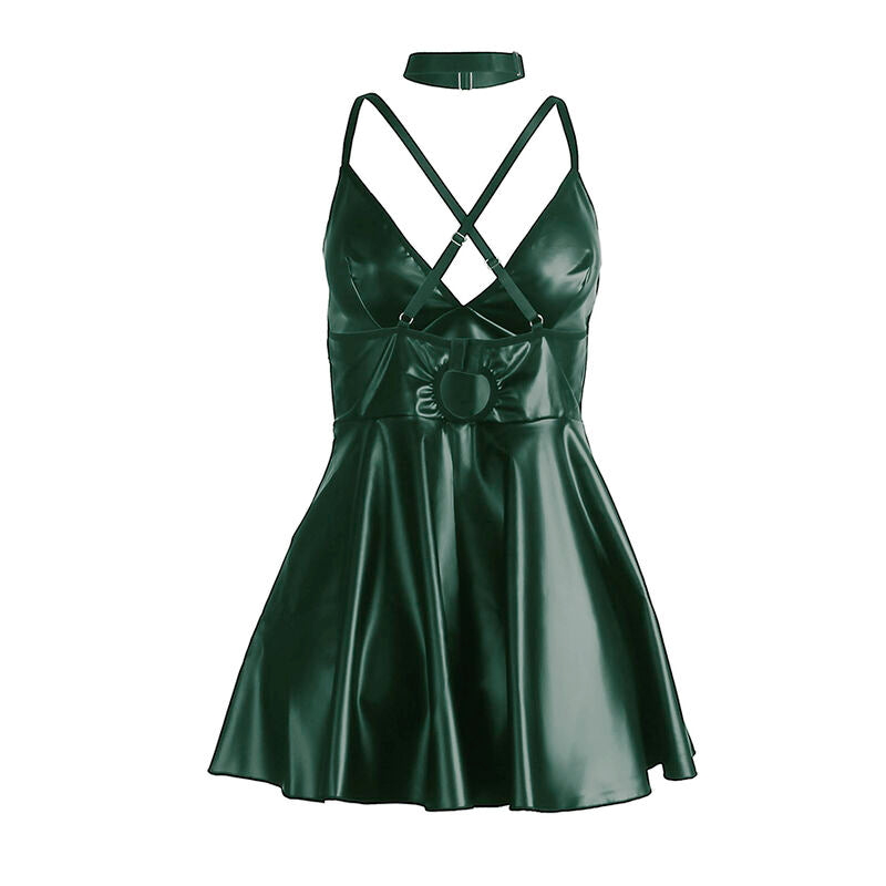 SUBBLIME - 955434 DRESS WITH GREEN LEATHER STRAPS S/M - NOCTURNA DESIRES