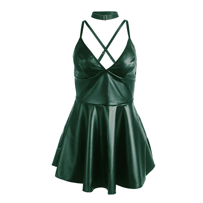 SUBBLIME - 955434 DRESS WITH GREEN LEATHER STRAPS S/M - NOCTURNA DESIRES