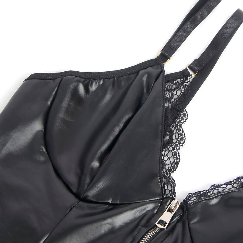 SUBBLIME - 955458 BLACK LEATHER ZIPPER BODY S/M - NOCTURNA DESIRES