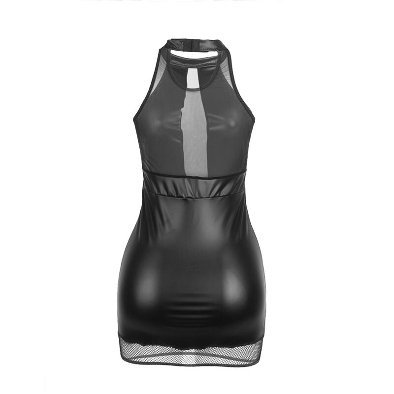 SUBBLIME - 955472 HALTER NECK DRESS WITH TRANSPARENCIES BLACK S/M - NOCTURNA DESIRES