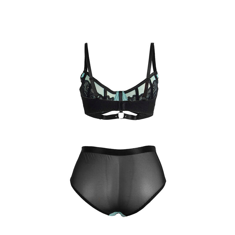 SUBBLIME - 955564 GREEN PATENT LEATHER MESH ZIPPER BRA SET L/XL - NOCTURNA DESIRES