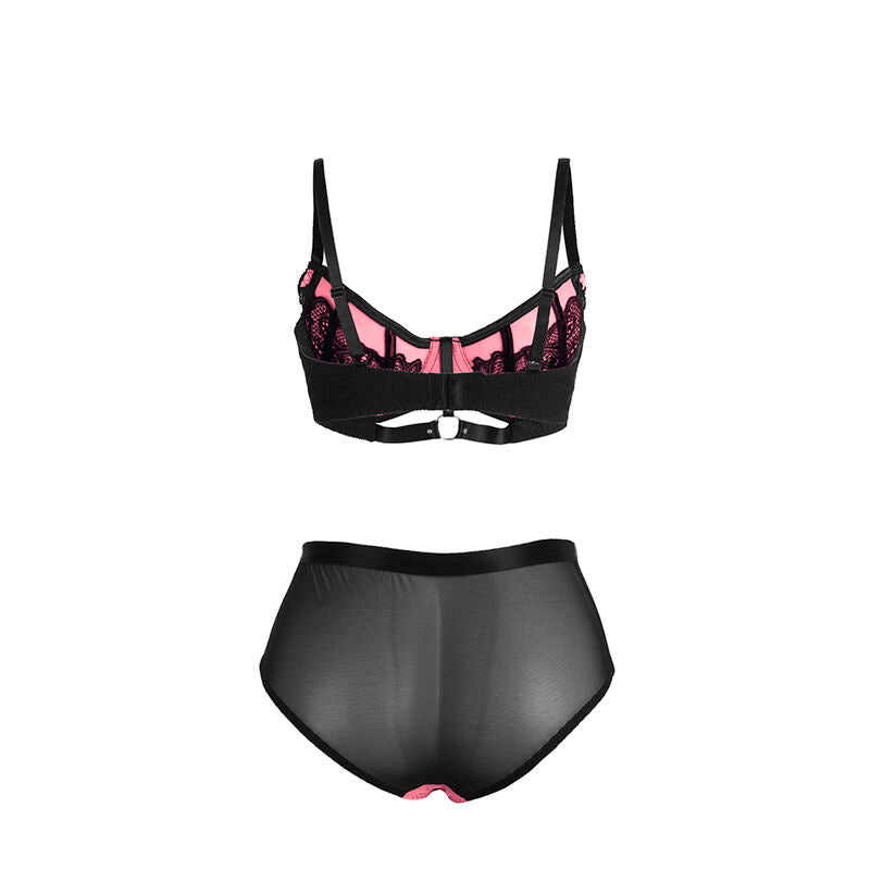 SUBBLIME - 955571 PINK PATENT LEATHER MESH ZIPPER BRA SET S/M - NOCTURNA DESIRES