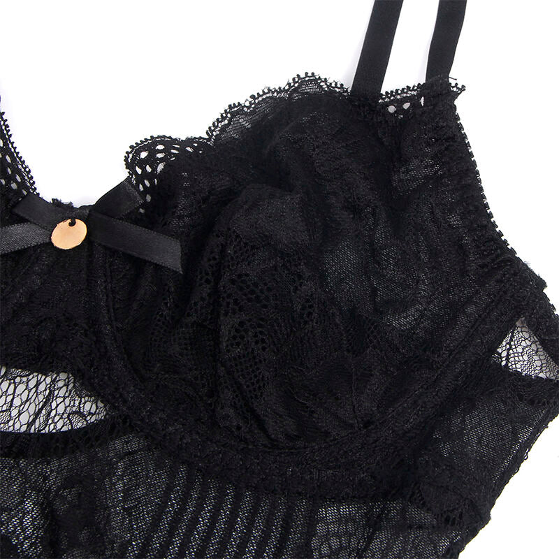 SUBBLIME - 955618 LACE BODYSUIT WITH BOTTOM CLOSURE BLACK S/M - NOCTURNA DESIRES