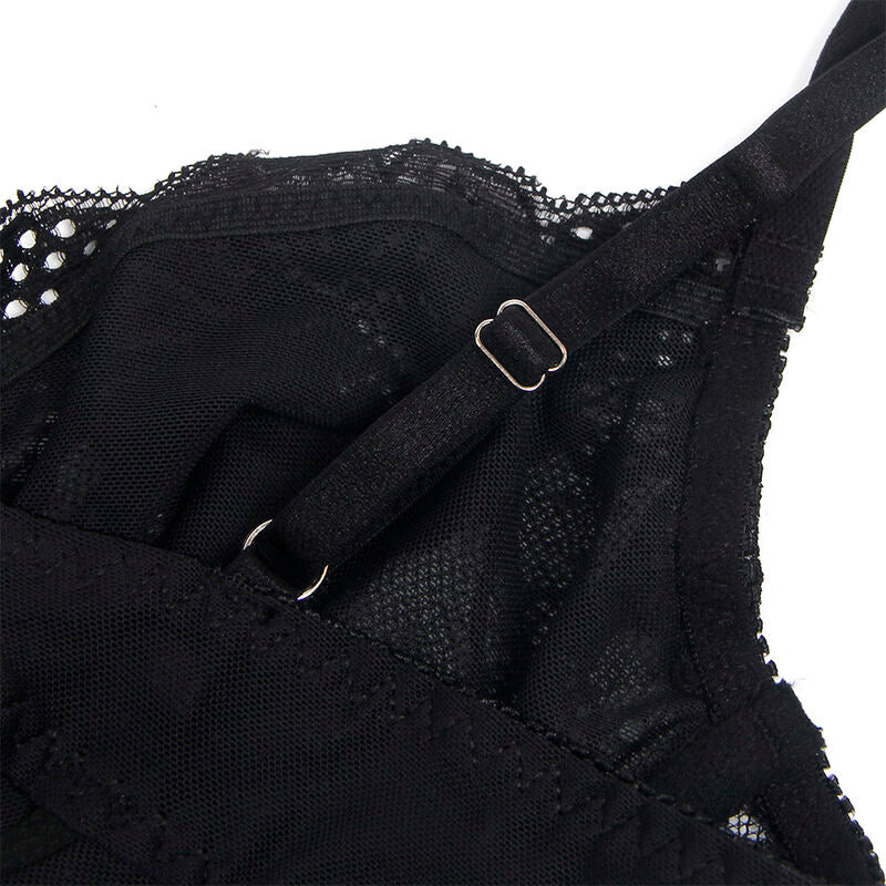SUBBLIME - 955618 LACE BODYSUIT WITH BOTTOM CLOSURE BLACK S/M - NOCTURNA DESIRES