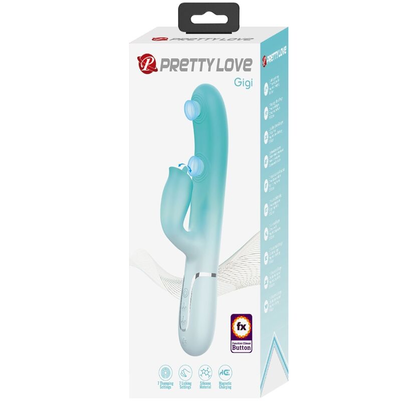 PRETTY LOVE - GIGI MULTIFUNCTION RABBIT VIBRATOR AQUA GREEN - NOCTURNA DESIRES