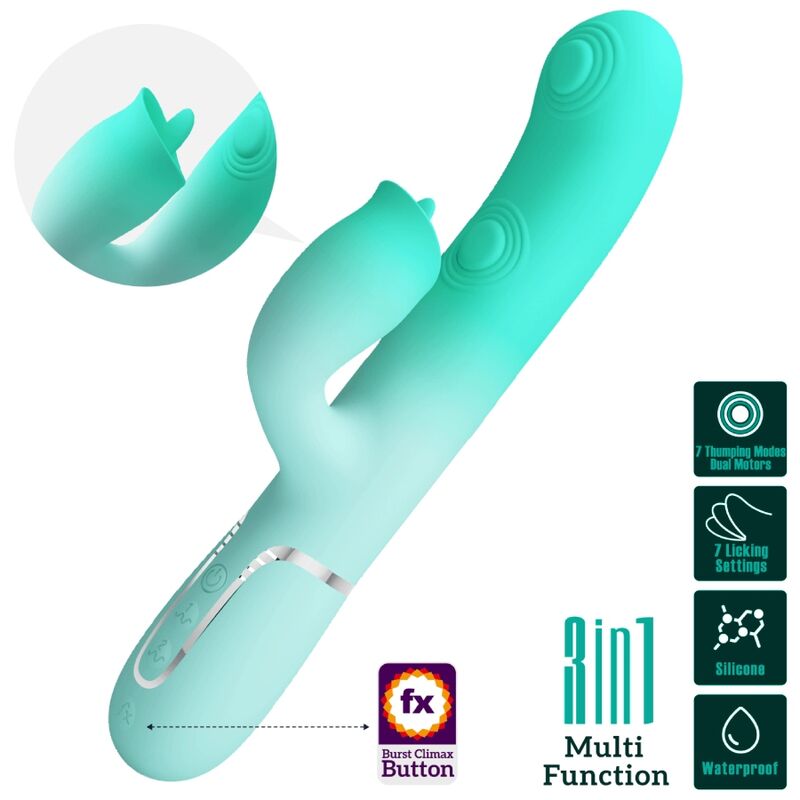 PRETTY LOVE - GIGI MULTIFUNCTION RABBIT VIBRATOR AQUA GREEN - NOCTURNA DESIRES