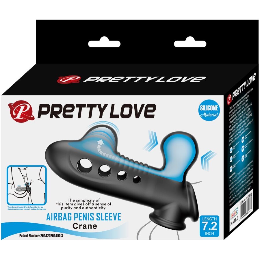 PRETTY LOVE - CRANE PENIS SLEEVE WITH AIRBAG BLACK - NOCTURNA DESIRES