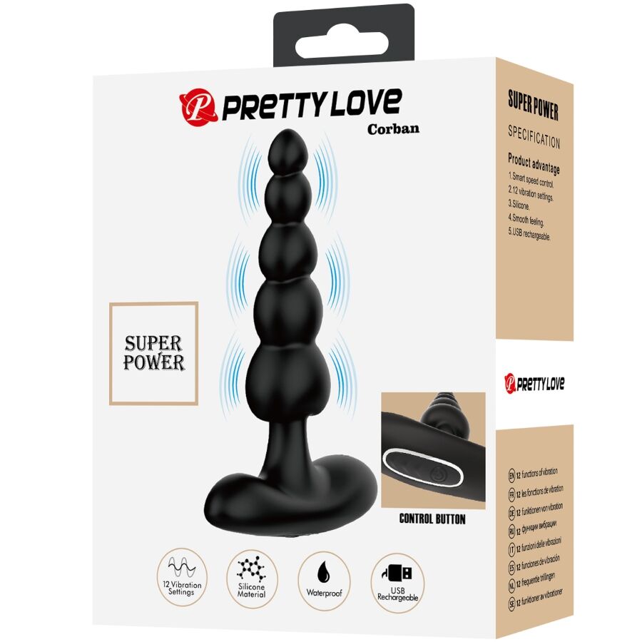PRETTY LOVE - CORBAN ANAL VIBRATOR 10 VIBRATIONS BLACK - NOCTURNA DESIRES