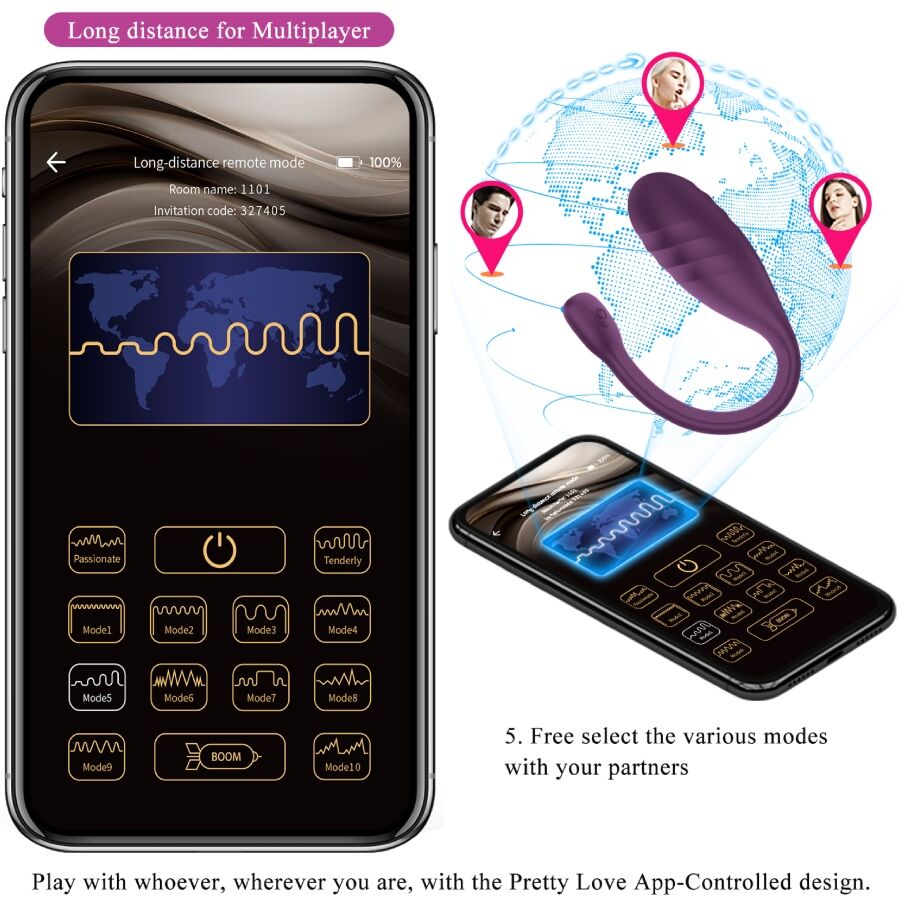 PRETTY LOVE - LEVIATHAN APP CONTROLLED VIBRATOR PURPLE - NOCTURNA DESIRES