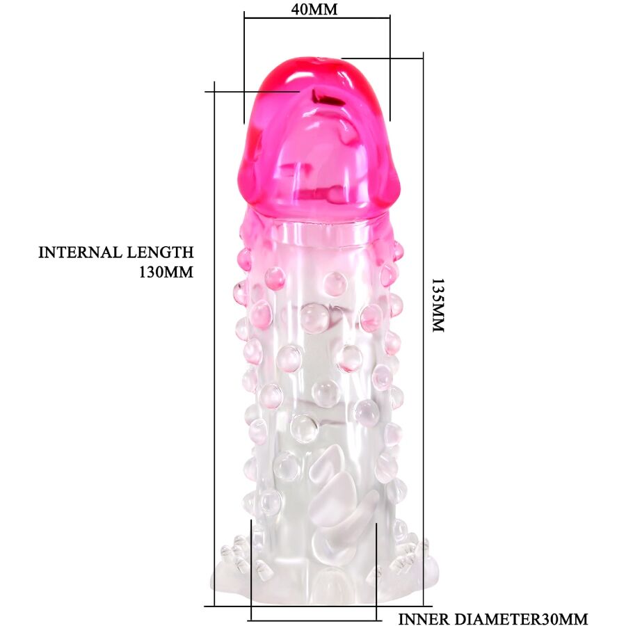 PRETTY LOVE - WILFORD REALISTIC ENLARGEMENT SHEATH WITH EMBOSSED PENIS PINK - NOCTURNA DESIRES