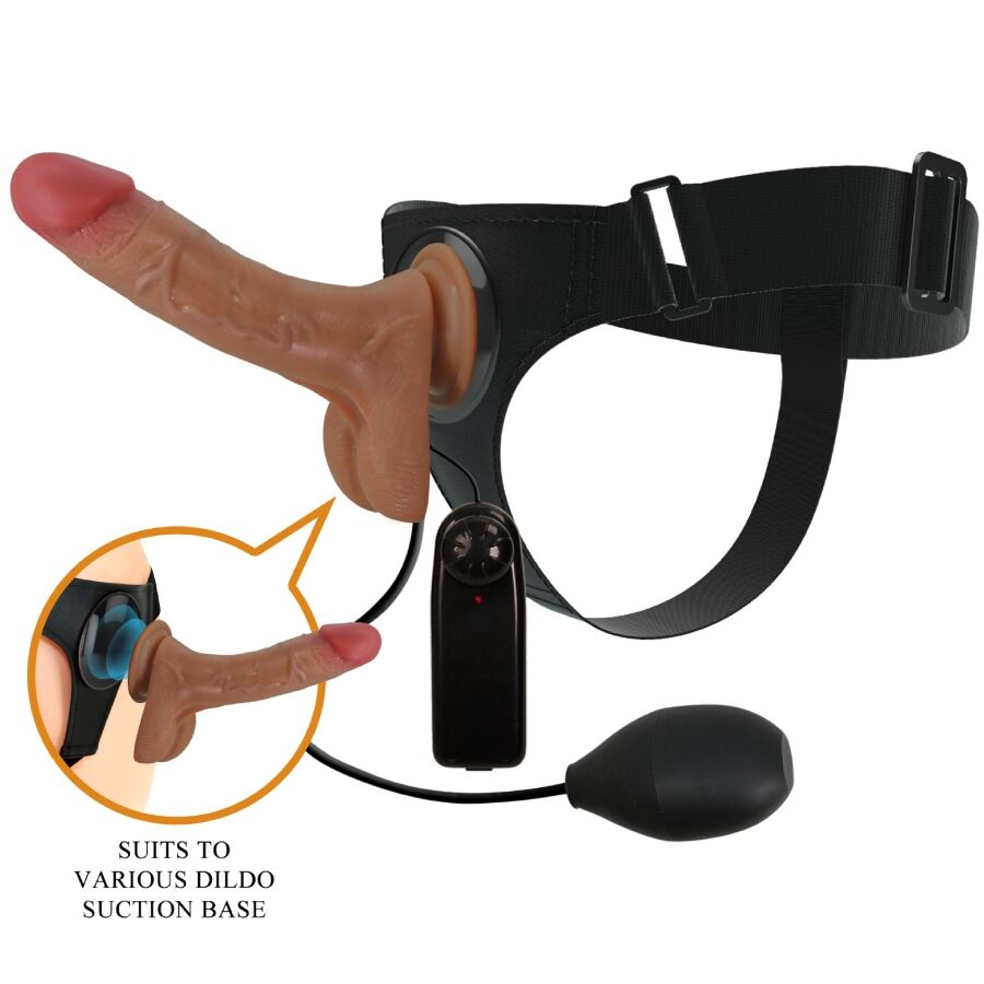 PRETTY LOVE - UNIVERSAL HARNESS BRIEFS WITH VIBRATING AND SQUIRTING DILDO 15.5 CM MULATO - NOCTURNA DESIRES