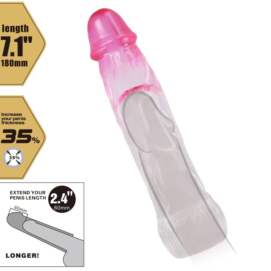 PRETTY LOVE - NERON REALISTIC 6 CM ENLARGEMENT SHEATH FOR  PENIS PINK - NOCTURNA DESIRES