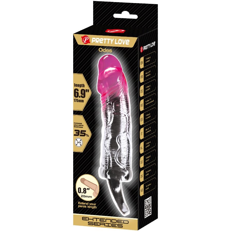 PRETTY LOVE - ODES REALISTIC 2 CM ENLARGEMENT SHEATH FOR PENIS PINK - NOCTURNA DESIRES