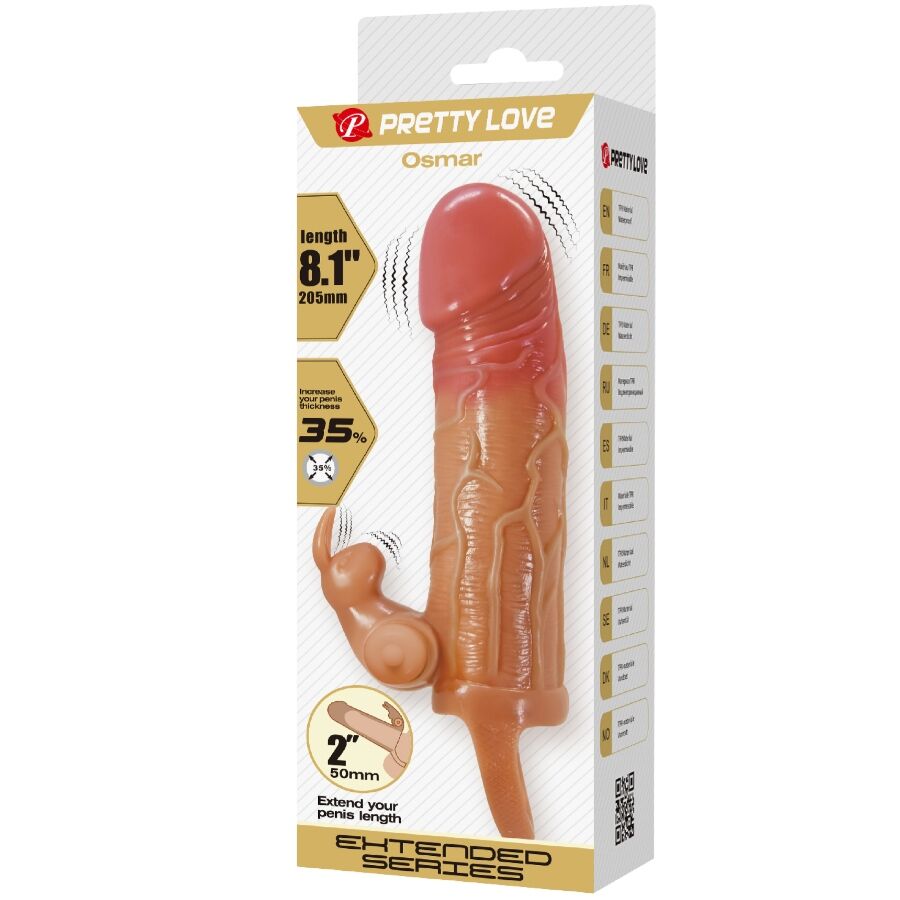 PRETTY LOVE - OSMAR PENIS SLEEVE + VIBRATING CLITORIS STIMULATOR - NOCTURNA DESIRES