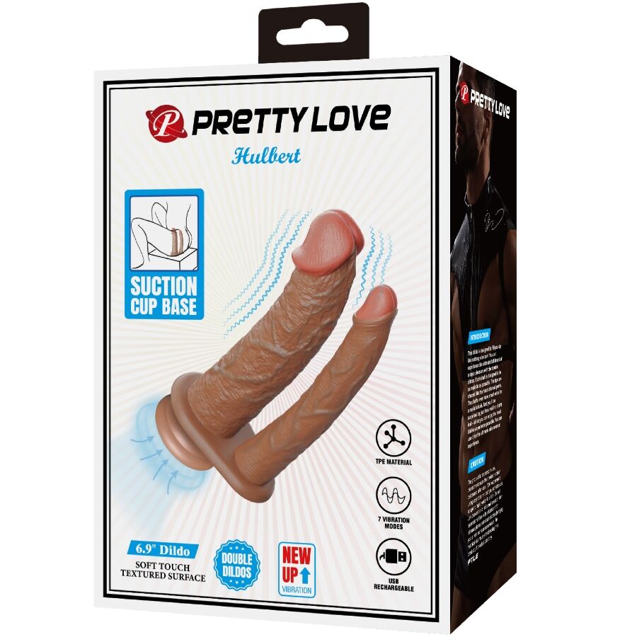 PRETTY LOVE - HULBERT DOUBLE REALISTIC DILDO WITH VIBRATION MULATO - NOCTURNA DESIRES