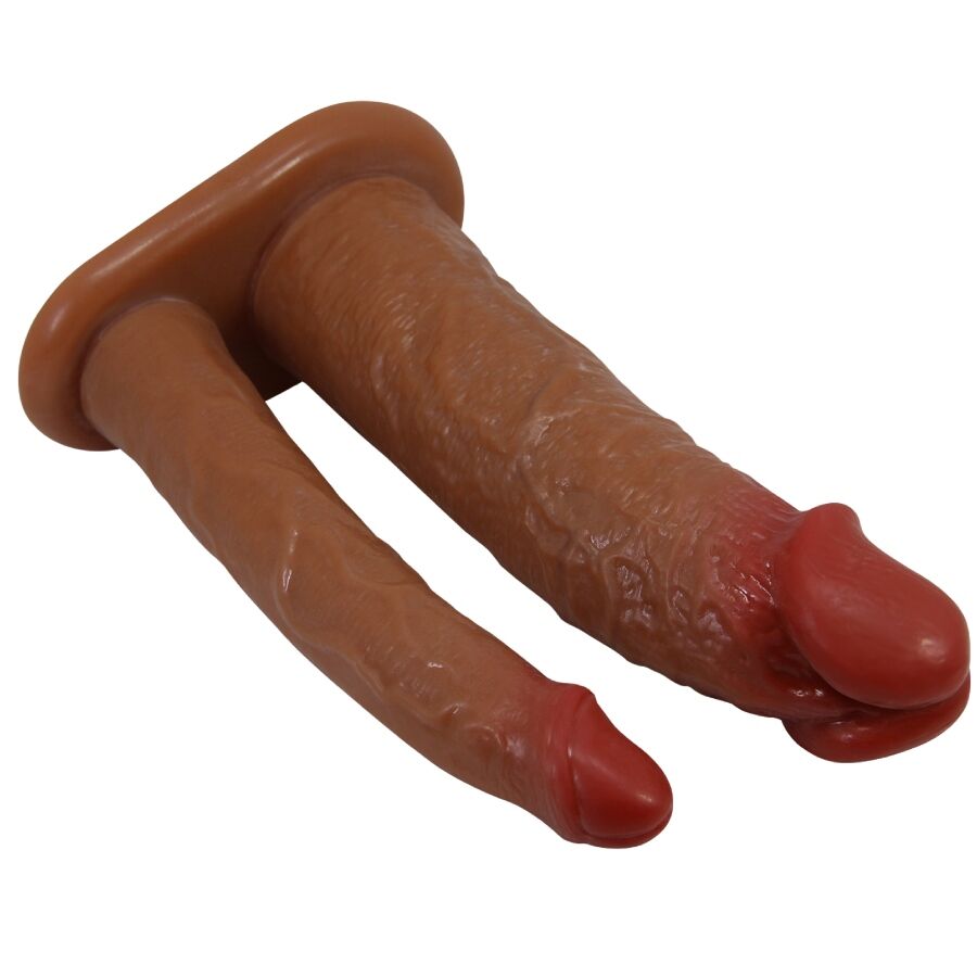 PRETTY LOVE - YAIRON DOUBLE PENIS SLEEVE WITH 4 CM EXTENSION MULATTO - NOCTURNA DESIRES