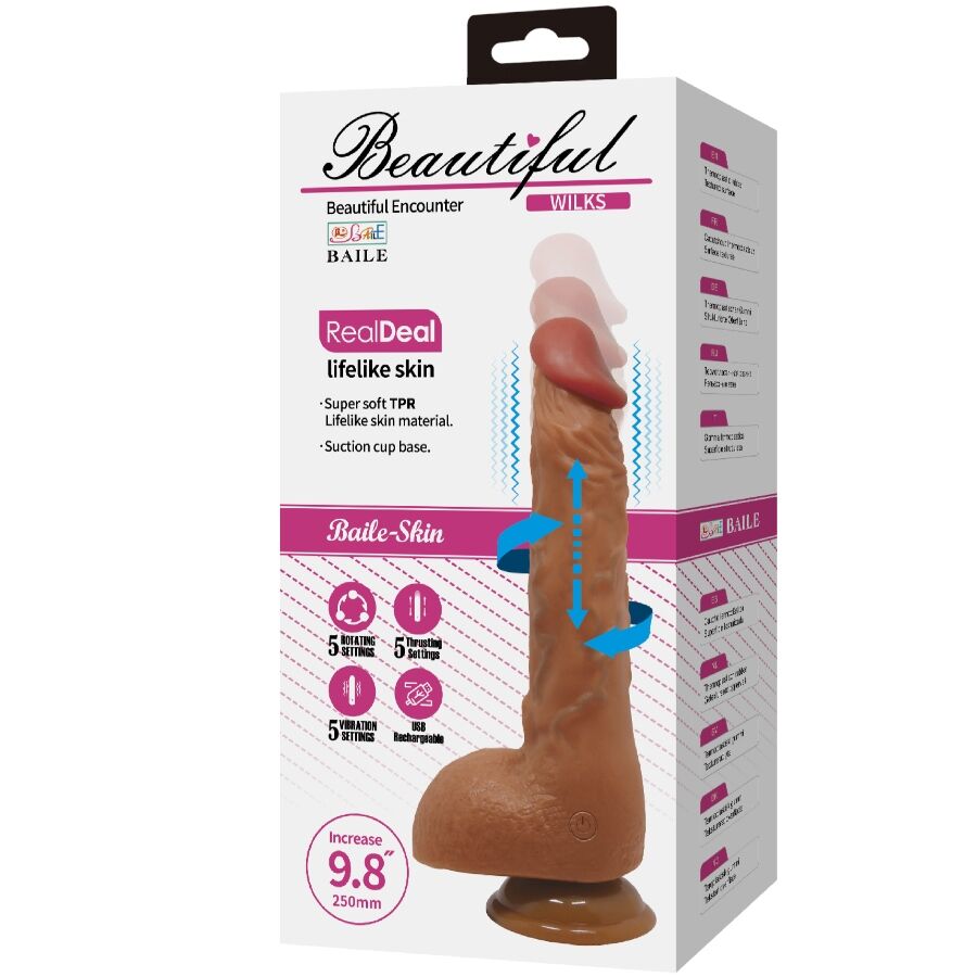 BAILE - BEAUTIFUL WILKS 5 SETTING REALISTIC VIBRATOR 25 CM MULATO - NOCTURNA DESIRES